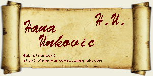 Hana Unković vizit kartica
